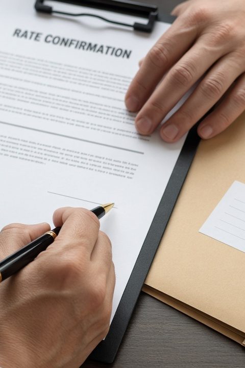 Rate confirmation being signed