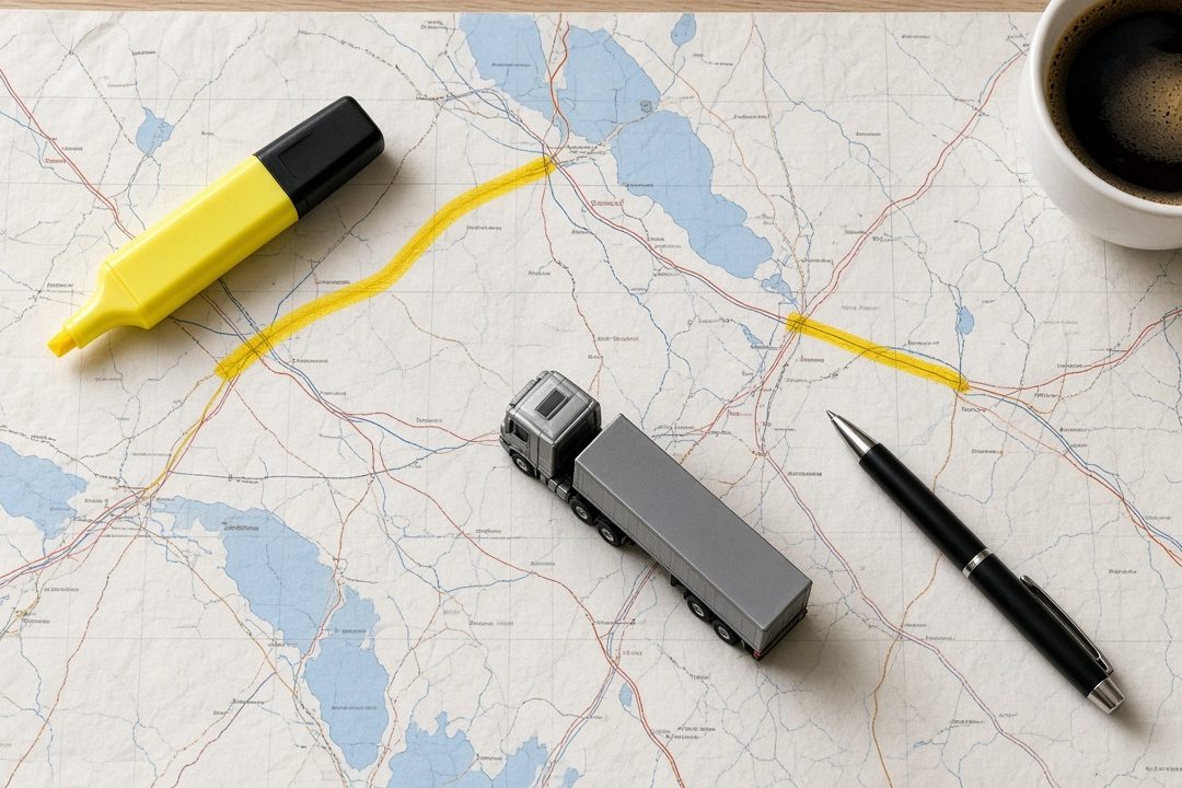 Route and schedule planning on a road map