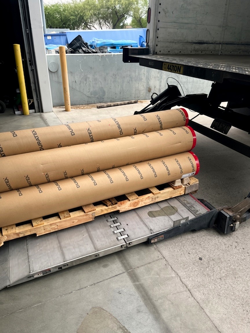 Palletized shipment ready to roll